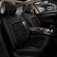 紫风铃 紫风铃冬季植绒汽车坐垫全包汽车座垫奥迪博越传祺宝马途胜途观奔驰起亚车座椅套1703 质感灰-标准版