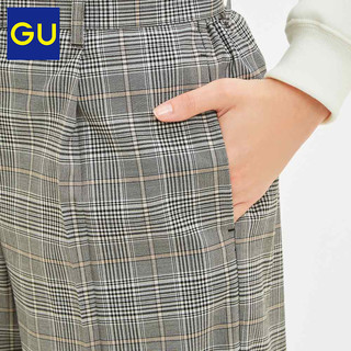 GU极优女装带腰带阔腿裤(格纹)2020春季新款通勤显瘦休闲裤321047