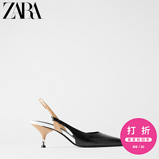 ZARA 新款 女鞋 黑色露跟细跟高跟鞋 12210510040