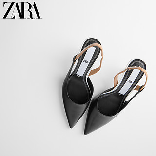ZARA 新款 女鞋 黑色露跟细跟高跟鞋 12210510040