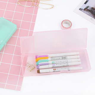 kinbor 磨砂透明塑料笔盒简约文具小清新随身男女学生收纳铅笔盒