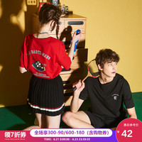 唐狮 TONLION情侣装新款夏装短袖T恤男韩版宽松衣服学生ins卡通女半袖