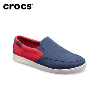 Crocs拼色帆布鞋女卡骆驰英伦风休闲透气一脚蹬低帮懒人鞋|204929