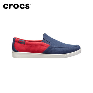 Crocs拼色帆布鞋女卡骆驰英伦风休闲透气一脚蹬低帮懒人鞋|204929