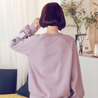 韩都衣舍2020韩版女装春装新款宽松上衣潮香芋紫色卫衣GY9512筱
