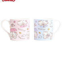 Sanrio 凯蒂猫 Hello Kitty可爱情侣对杯骨瓷杯带勺360ML女生礼盒装