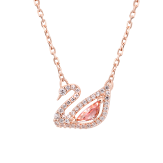 SWAROVSKI 施华洛世奇 5469989 女士粉色人工水晶天鹅项链 镀玫瑰金色 38cm