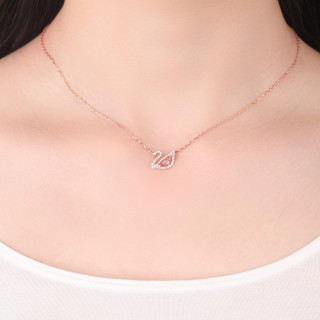 SWAROVSKI 施华洛世奇 5469989 女士粉色人工水晶天鹅项链 镀玫瑰金色 38cm