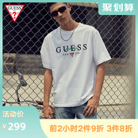 GUESS情侣款男士纯色字母LOGO短袖T恤-MJ2K7422K