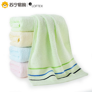亚光(LOFTEX)毛巾纯棉柔软吸水素色彩条面巾4条装混色 32*70cm