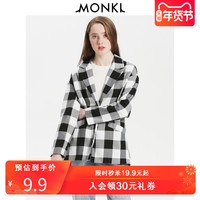 MONKI2019秋季新款经典格纹西服黑白格子西装外套女休闲 0631905