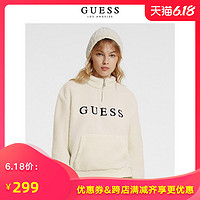 GUESS女士纯色字母LOGO立领卫衣-Q93L06R03N0