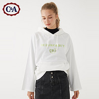 西雅衣家 C&A秋冬新款毛圈棉烫金字母连帽宽松阔袖卫衣女士CA200222125-W0