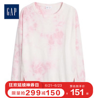 Gap女装圆领套头卫衣春495429 印花图案下摆开衩设计女士气质上衣