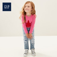 Gap女幼童圆领套头毛衣春490231 妙趣可爱卡通图案洋气针织衫上衣