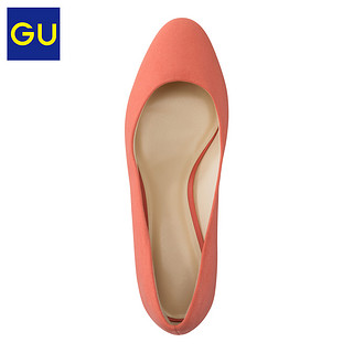 GU极优女式舒适软垫圆头鞋浅口通勤粗跟单鞋321016