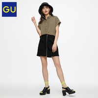 GU极优女装前拉链牛仔迷你裙(水洗产品)时尚休闲复古气质324199