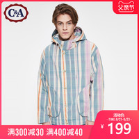 西雅衣家 C&A彩色条纹连帽工装风夹克外套男士2020春季新款CA200225576