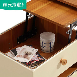 林氏木业现代简约迷你卧室白色简易皮质小床头柜储物小柜子A105-A