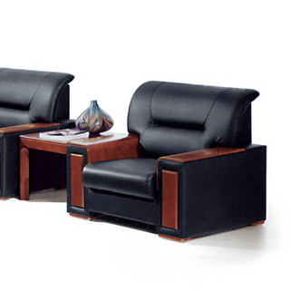 金海马/kinhom 现代简约 办公沙发 黑色西皮沙发 休闲沙发 单人位 7690-HZ-15