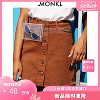 MONKI牛仔裙 经典时尚欧美风红色A字裙短裙半身裙女 0356270