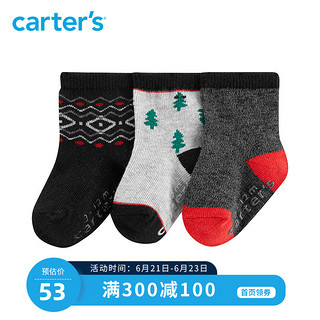 Carter's 孩特 Carters新生儿童袜子3双装宝宝春秋纯棉长筒印花彩色袜CR04652
