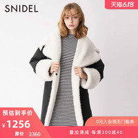 SNIDEL秋冬 甜美羊羔绒纯色翻领系腰带中长款大衣外套SWFC184010
