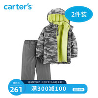 Carters男童加厚连帽外套裤子儿童秋冬套装男宝宝滑雪服CL2188S0