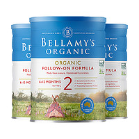 PLUS会员：BELLAMY'S 贝拉米 有机较大婴儿配方奶粉 2段 900g 3罐