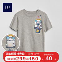 Gap男幼童圆领短袖T恤夏季467157 E 儿童卡通印花上衣洋气童装
