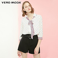Vero Moda法式复古七分袖前飘带系扣衬衫|319231572