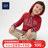 Gap男童简约连帽拉链卫衣春491327 大童LOGO休闲上衣童装外套潮
