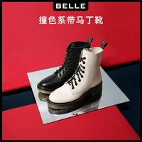 百丽8孔英伦马丁靴女冬复古ins潮加绒保暖牛皮短靴17872DZ9