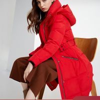波司登女长款羽绒服腰带新款可脱卸帽时尚冬装外套B90141354V