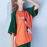 歌瑞尔时尚印花甜美舒适性感短袖睡衣女可外穿家居服套装20010HS