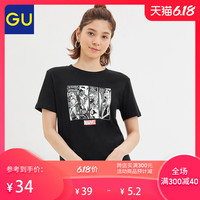 GU极优女装印花T恤短袖MARVEL漫威合作款时尚复古纯棉上衣322521