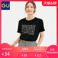 GU 极优 DORAEMON 哆啦A梦 324522 女士印花T恤短袖