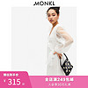 MONKI 2020春夏季新款白色v领系带泡泡袖连衣裙女法式中裙0873820 160/80A 白色001