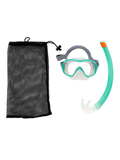 迪卡侬浮潜三宝防雾潜水镜呼吸管男女浮潜面罩儿童游泳装备SUBEA 碧绿色呼吸管（成人）