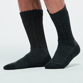 迪卡侬 保暖袜子户外登山袜中高筒 2双美利奴羊毛冬袜 QUS 35-38（2双装） 墨灰色