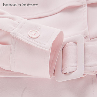 bread n butter修身中长款外套系带荷叶边风衣 P/160XS 浅粉红色