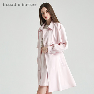 bread n butter修身中长款外套系带荷叶边风衣 P/160XS 浅粉红色