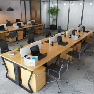 好事达易美职员办公桌14米双人工位e款胡桃色黑色ehh05