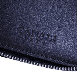 CANALI 康纳利 男士滚磨牛皮拉链式钱夹  深蓝色