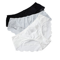 歌瑞尔【3条装】性感舒适内裤女甜美蕾丝中腰平角裤组合19040BM S 多色4