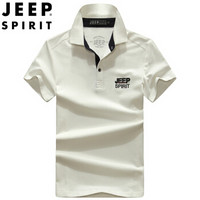 吉普 JEEP 男士Polo衫短袖T恤 男纯色棉质舒适男装翻领Polo衫 PA8001白色 M