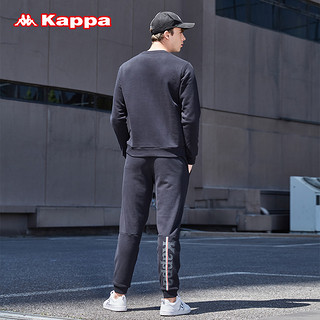 Kappa卡帕 男款运动套装休闲套装圆领套头卫衣收口长裤 XL 灰色-022
