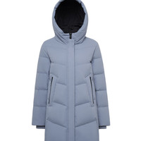 波司登女羽绒服连帽中长款新款妈妈装冬装保暖外套灰蓝B90141028 155/80A 暗灰蓝 5328