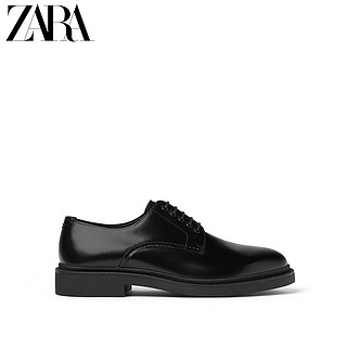 ZARA新款 男鞋 黑色商务正装基本款复古牛皮革真皮鞋 15441002040 43 (275/97) 黑色