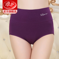 浪莎内裤女士棉质高腰三角裤夏季式性感收腹提臀透气短裤衩大码 165/90/L 黑色/ES1291-1